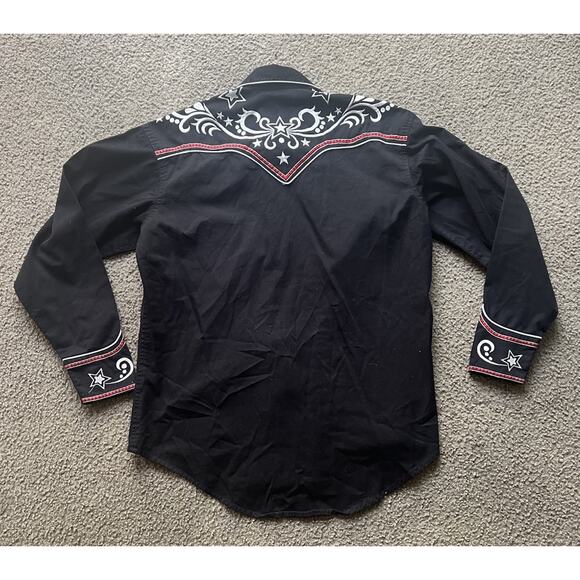 Rockmount Mens Black 100% Cotton Star & Scroll Old Western M Shirt Black - Picture 8 of 8